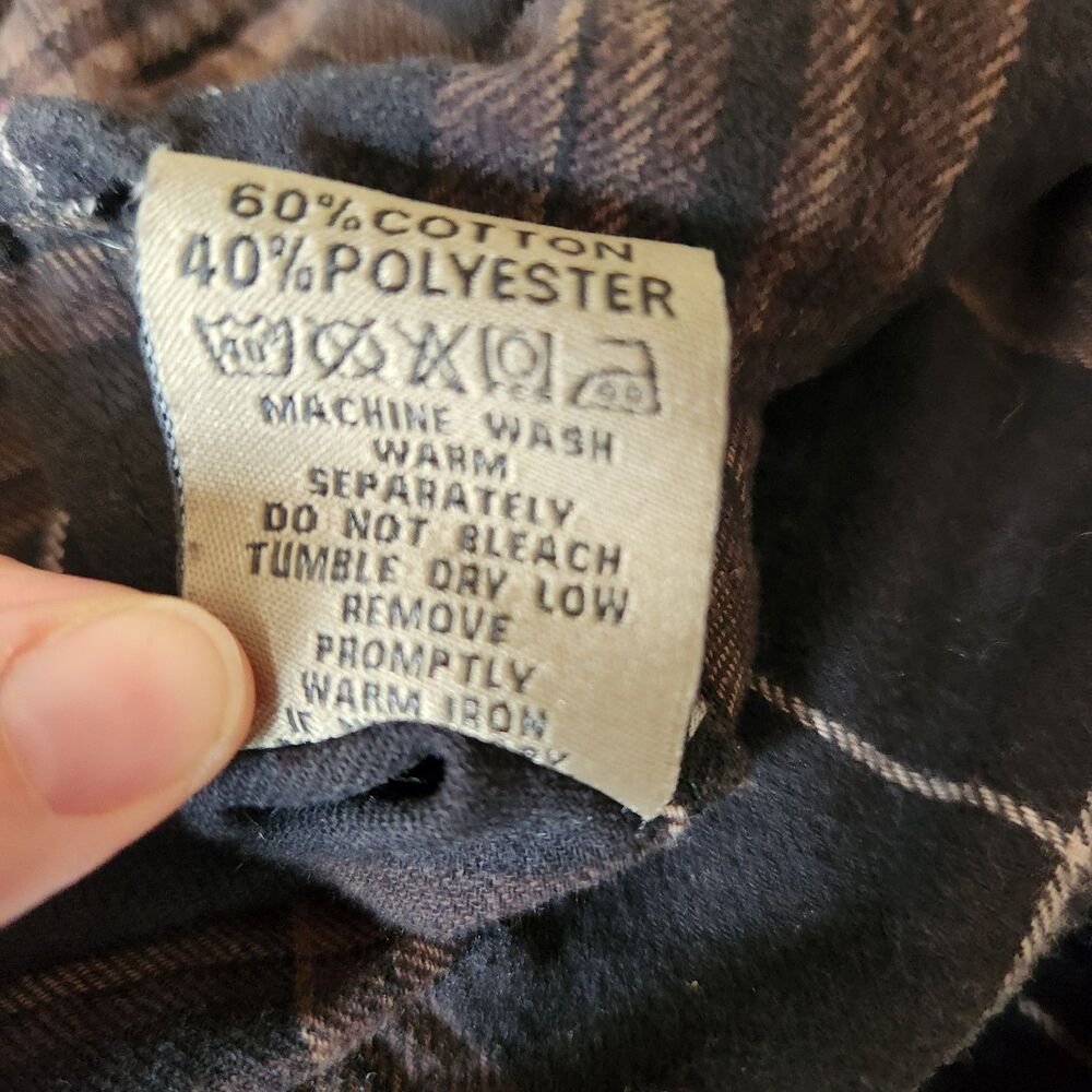 Spoon Jeans Crop Brown and Cream Check Flannel Button Down, Medium - Picture 7 of 8